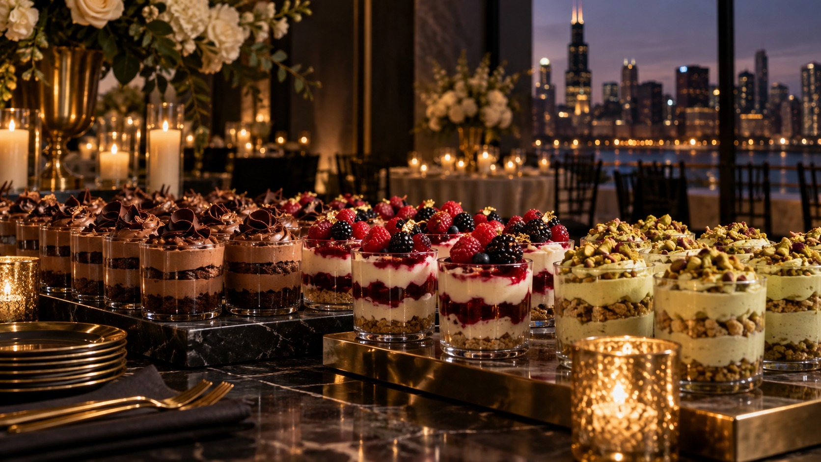 Individual layered dessert cups by AK Desserts