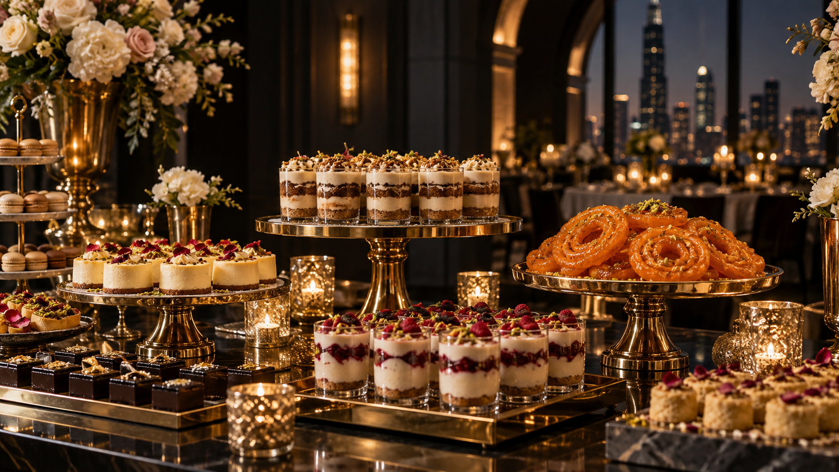Elegant AK Desserts dessert table with premium presentation